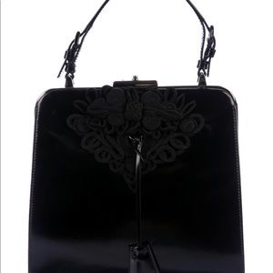 Black Spazzolato leather Prada frame bag